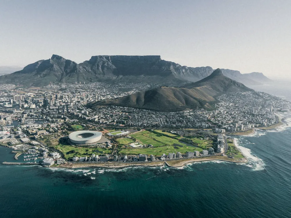 Aerial view of Cape Town and Table Mountain
